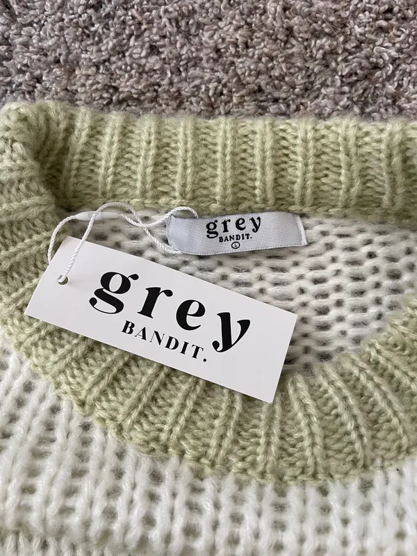 Grey Bandit Striped Balloon Sleeve Sweater - Image 2