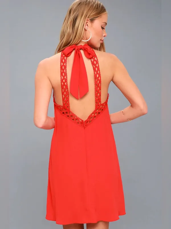 LULUS Any Sway, Shape or Form Red Lace Halter Dress - Image 3