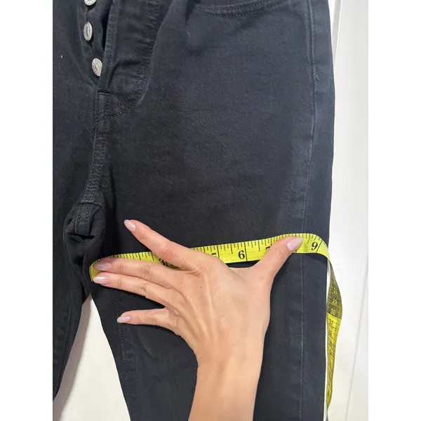 Levi's Black Denim Jeans W25 L30 Button Fly Raw Hem - Image 5