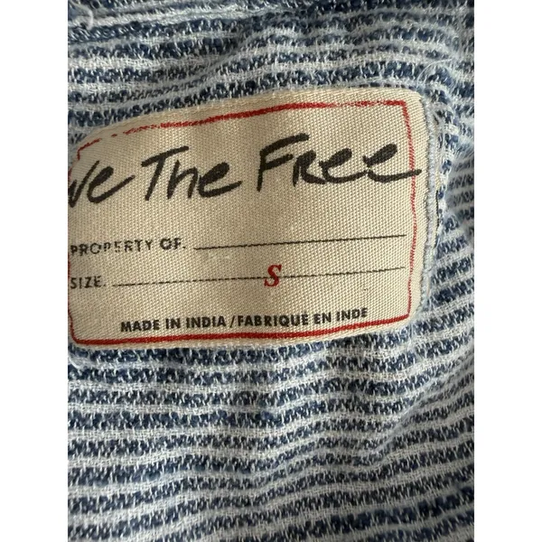 Free People We The Free Indigo Skies Blue Stripe Shirt Women's Size Small - Image 16