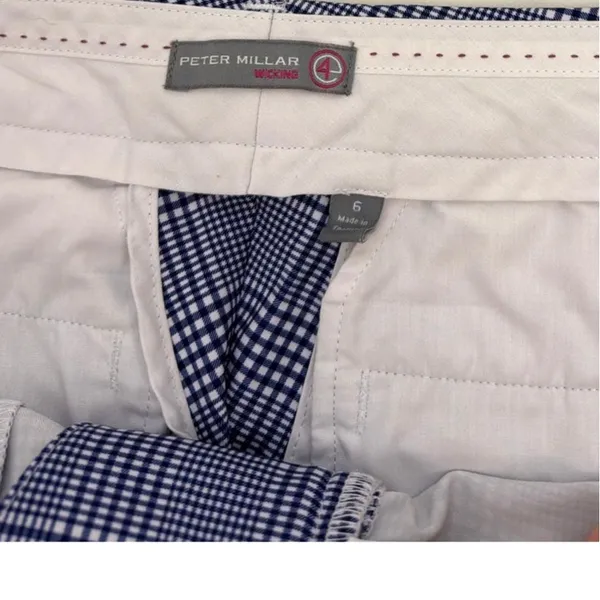 Peter Millar Wicking Crop Ankle Golf Pants Blue Plaid Casual Trousers Size 6 - Image 4