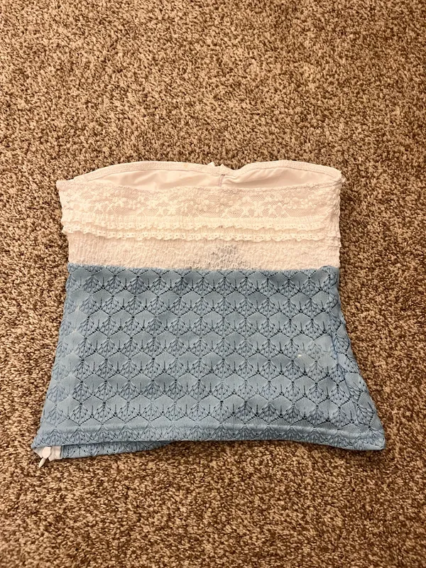summer eyelet crop top Blue - Image 2