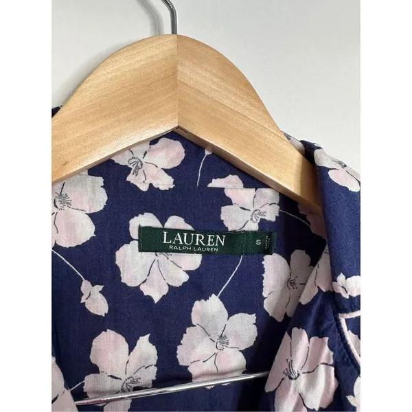 Lauren Ralph Lauren Pajama‎ Shirt Floral Small Blue/Pink Collared - Image 6