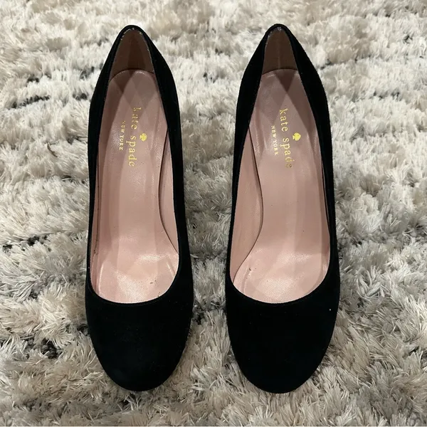 Kate Spade New York Suede Round Toe Pumps in Black - Image 3