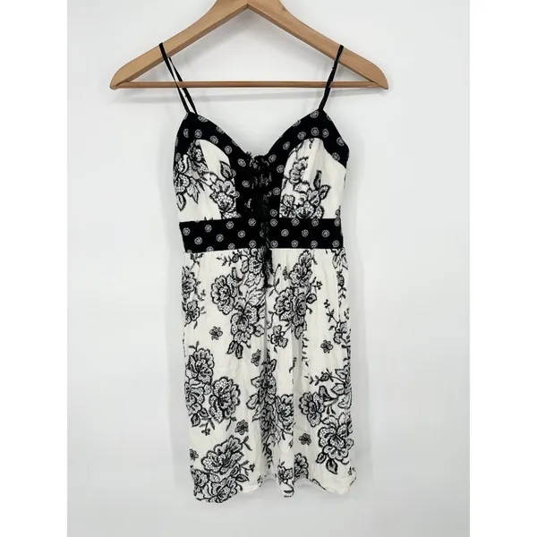 Charlotte Russe Baby Doll Y2K Mini Dress Spaghetti Strap XS Floral Boho Festival - Image 3