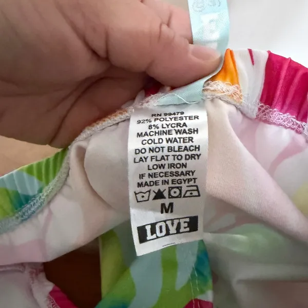 Love 83‎ Swim Neon Rainbow Zebra Bikini Set High Waist Bandeau Medium - Image 6