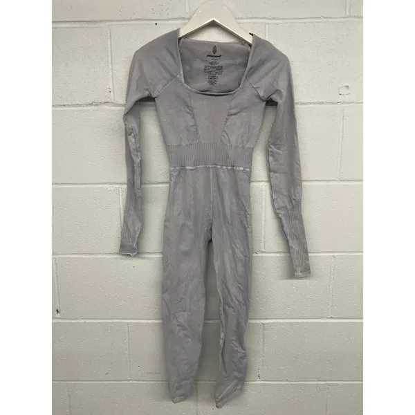 Free People Movement XS Lilac Ice Gray Good Karma Long Sleeve One Piece Jumpsuit - Image 3