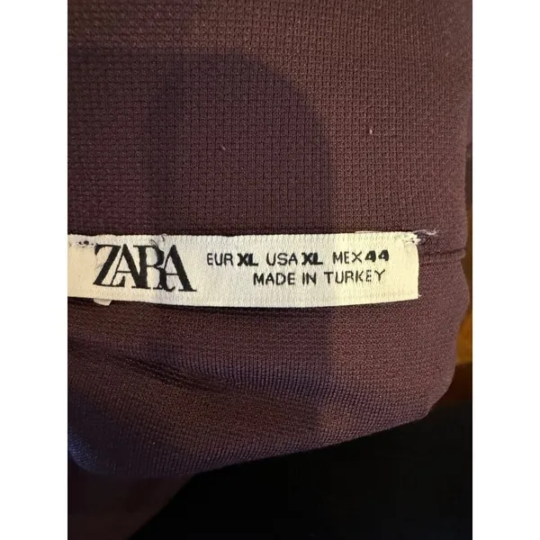 Zara Jacket Women‎ XL Burgundy Black Trim Mock Neck Full Zip Track Jacket - Image 10