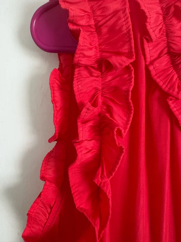 Hot Pink Umgee Dress size Small. Ruffle hem and sleeves - Image 2