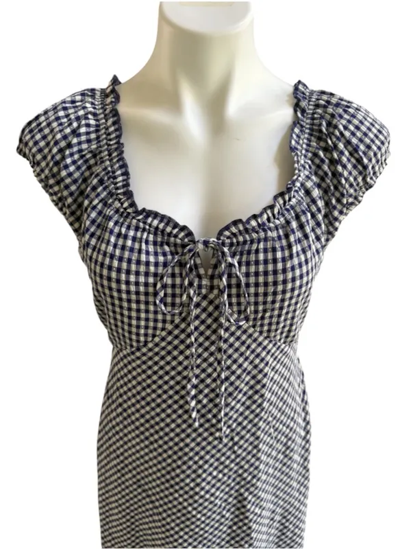Market & Spruce Short Sleeve Gingham Maxi Dress Navy Small NWT STITCH FIX - Image 6