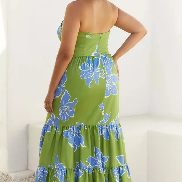 Anthropologie Hutch Floral Halter Maxi Dress NEW (green w/blue) - Image 6