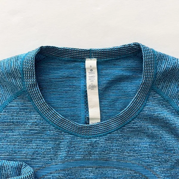 Lululemon Swiftly Tech Long Sleeve Crew Indian Ocean Teal Blue Black Size 8 - Image 3