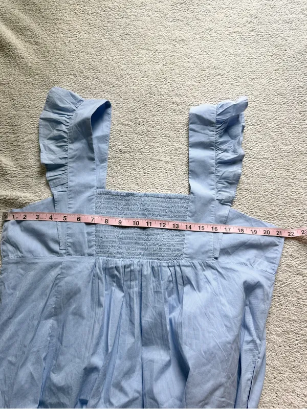 Draper James Maddie Embroidered Babydoll Dress in Blue Stripe XL NEW NWT - Image 5