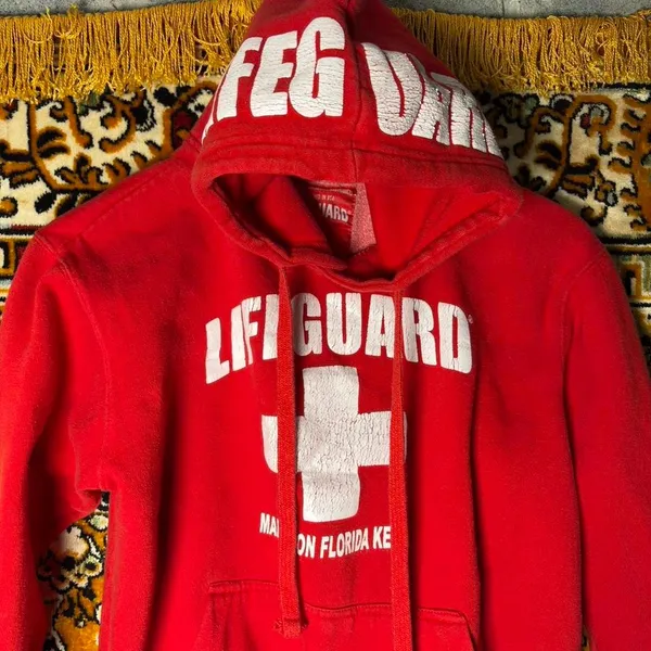 Classic Red Lifeguard Sweatshirt Florida USA Unisex size Medium - Image 7