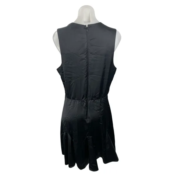Abercrombie & Fitch Black Silk Satin Plunge Sleeveless Fit & Flare Mini Dress L - Image 5