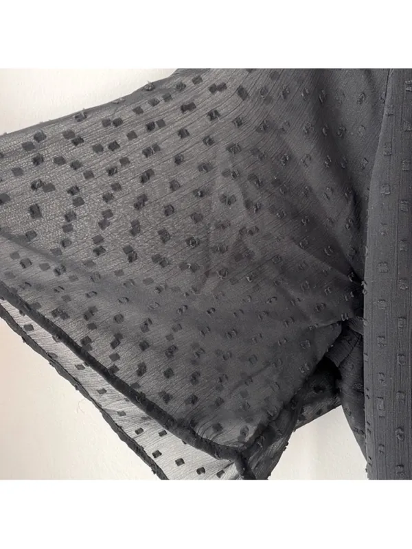 $59 Abercrombie and Fitch Black Flutter Sleeve Swiss Dot Button Bodysuit XS - Image 4