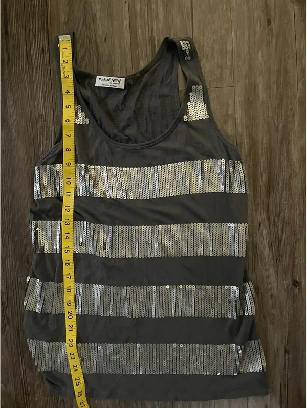 Y2K Michael Stars Gray Sequin Tank Top One Size - Image 5