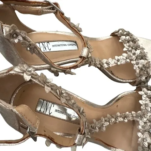 INC Rosiee Metallic Floral Embellished Stiletto Heels‎ Event Champagne Size 6.5M - Image 5