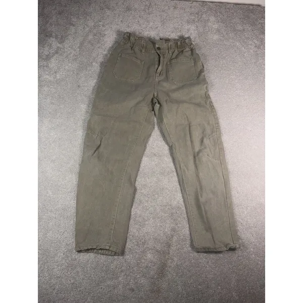 Bohme Women's M Olive Green Paperbag Waist Utility Carpenter Pants High Rise - Image 3
