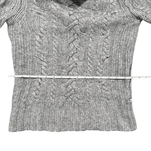 Abercrombie Sweater Wool Angora Cable Knit Turtleneck Y2K Preppy Gray Medium - Image 12