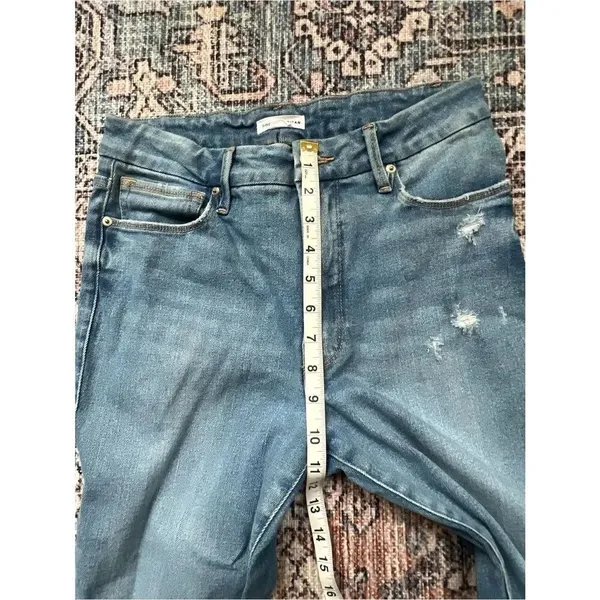 Good American Good Classic Straight Leg Jeans with Knee Slits Indigo123 Size 6 - Image 9