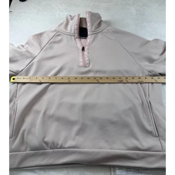 Nike Womens Quarter Zip Fleece Pullover Pink Logo Tape Side Pockets Large - Image 5
