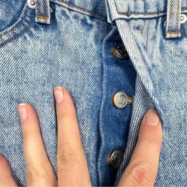 Revice Denim Blue Acid Wash Straight Leg Jeans Womens 24 High Rise Button Fly Casual - Image 5