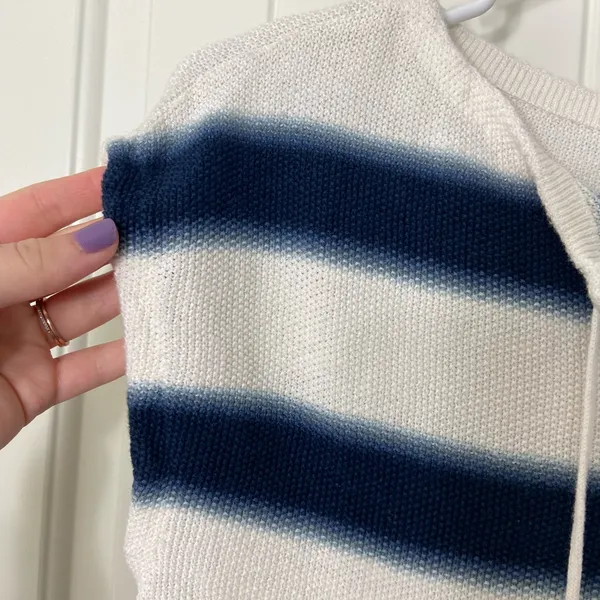 CHAPS women’s white navy striped knit sleeveless lace neck top‎ shirt small - Image 2