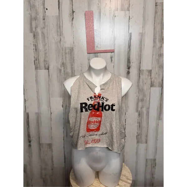 Red hot cut off crop top size large Pink - Image 3