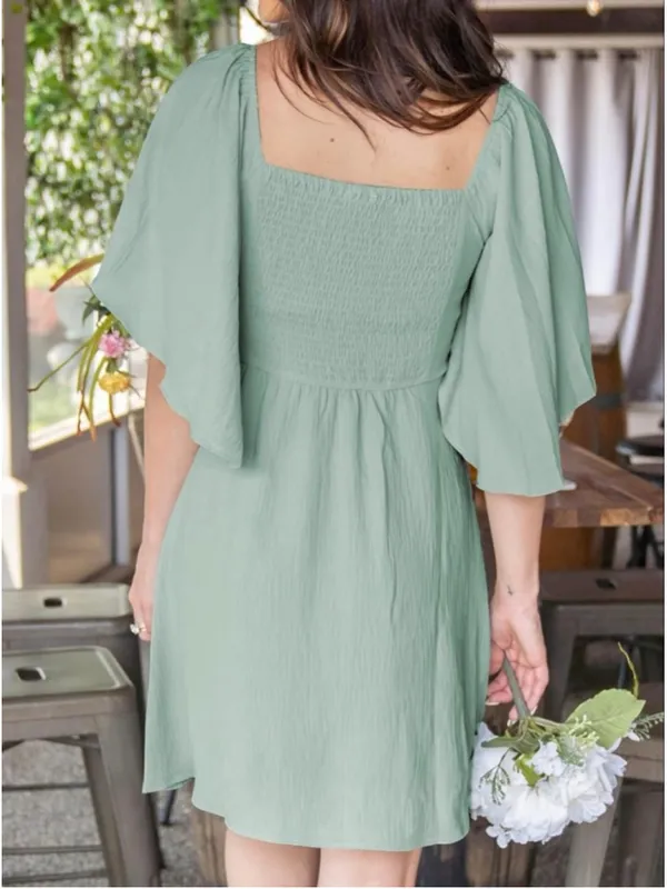 NEW V Neck Elegant Cocktail Bow mini Dress M Green Size M - Image 2
