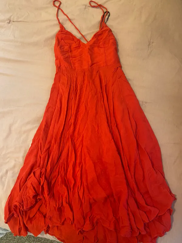 Lulus Troulos Red Lace Up MIDI Dress - Image 2