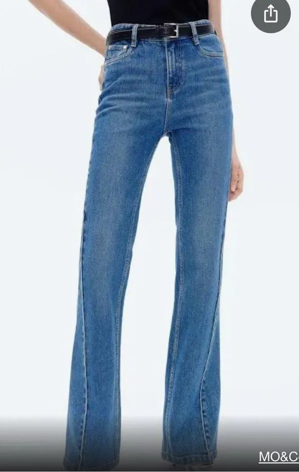 MID WAIST FLARED JEANS Blue Size 27 - Image 7