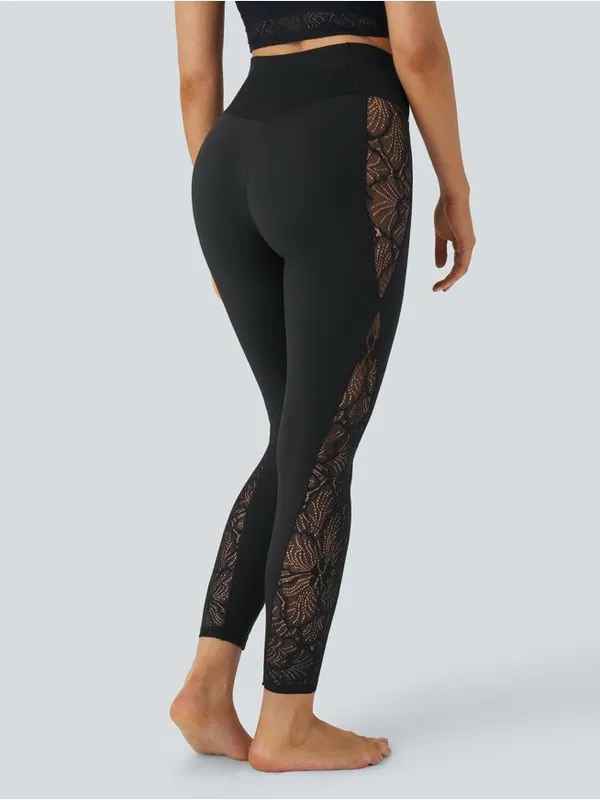 Halara 05HBB.- SoftlyZero™High Waisted Crossover Contrast Lace Pocket Yoga Leggings. XS - Image 3