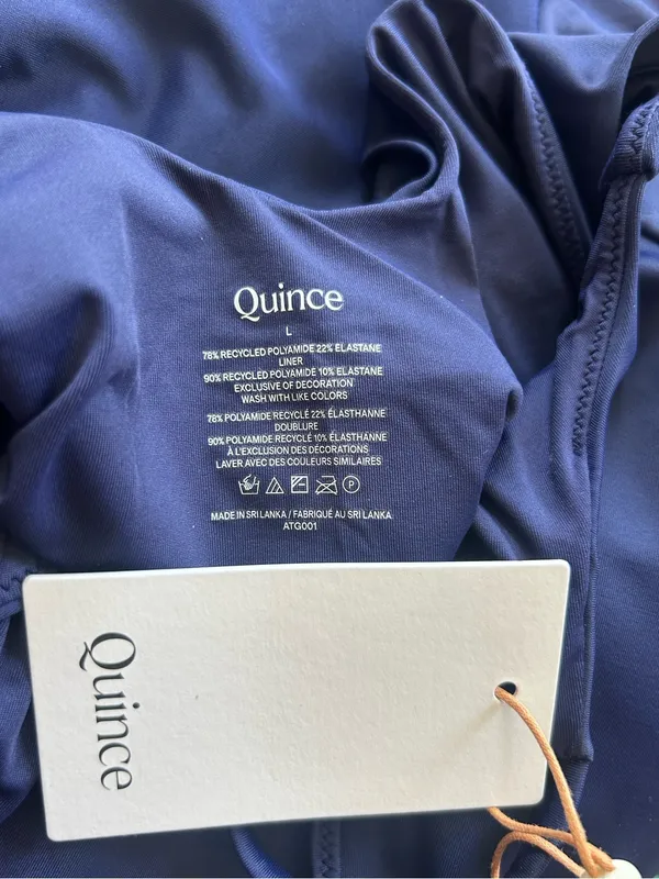 NWT Quince Italian Cut-Out One-Piece Swimsuit / Deep Navy‎ Blue Size Large - Image 5