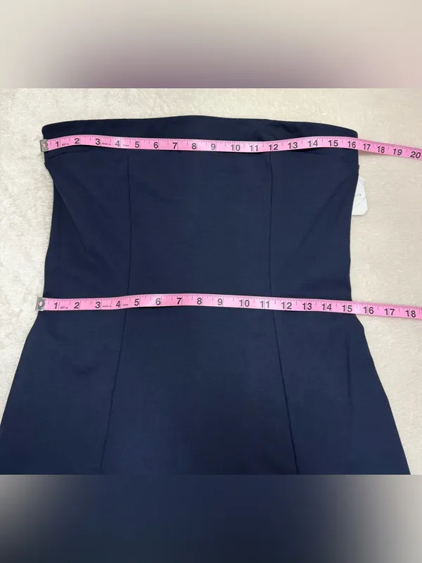 Altar'd State Navy Strapless Mini Dress with Bow Accents Size Large - Image 7