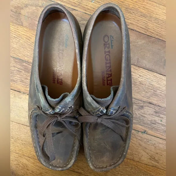 Clarks Wallabee Brown Leather Low Lace Up - Size 7.5 - Image 5