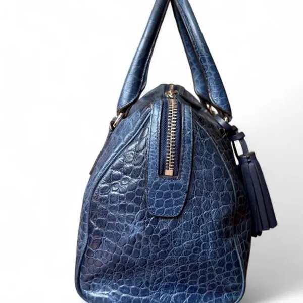 Coach Legacy Haley Satchel Blue Croc Embossed Leather Tassel Bag 22324 - Image 7
