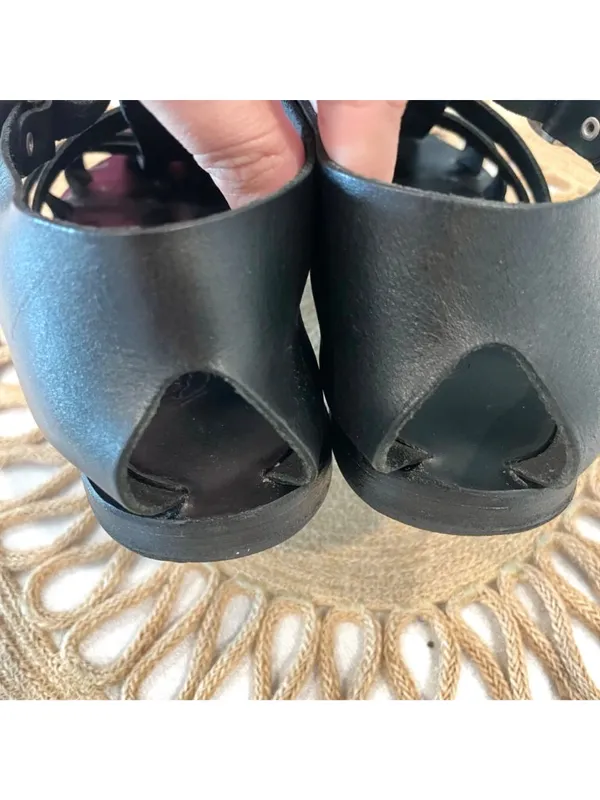 Ancient Greek Sandals Nestoras Sandals Black Leather Fisherman Size 40 - Image 9