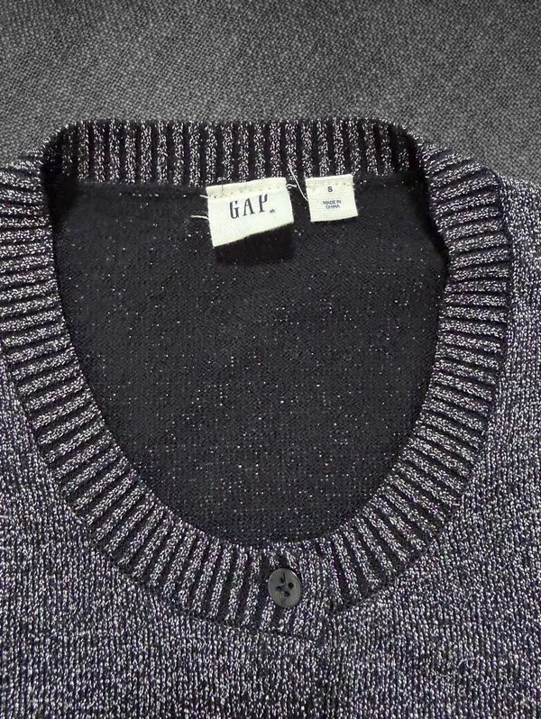 Gap Black Silver Metallic Sparkle Button Front Cardigan - Image 4