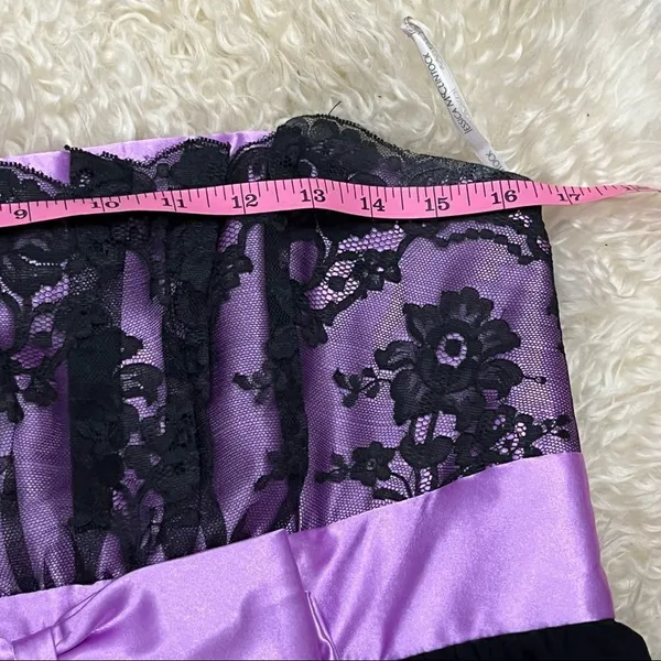 Y2K Gunne Sax By Jessica McClintock Black and Purple Lace Semi Formal Dress 9 - Image 9