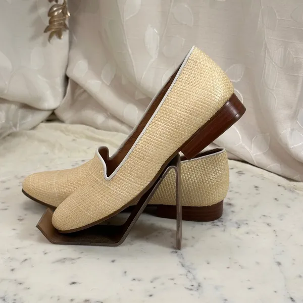 Jack Rogers Raffia Loafers Beige Woven Straw Smoking Slipper Flats Size 6M - Image 5