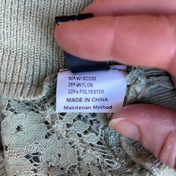 NWOT Fashion Green Sweater Lace Sheer Sleeves & Open Back Lace Design size XL - Image 15