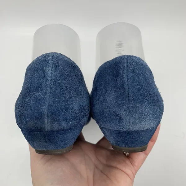 Jeffrey Campbell Size 6.5 Ibiza Reagle Blue Suede Leather Kitten Wedge Shoes - Image 8