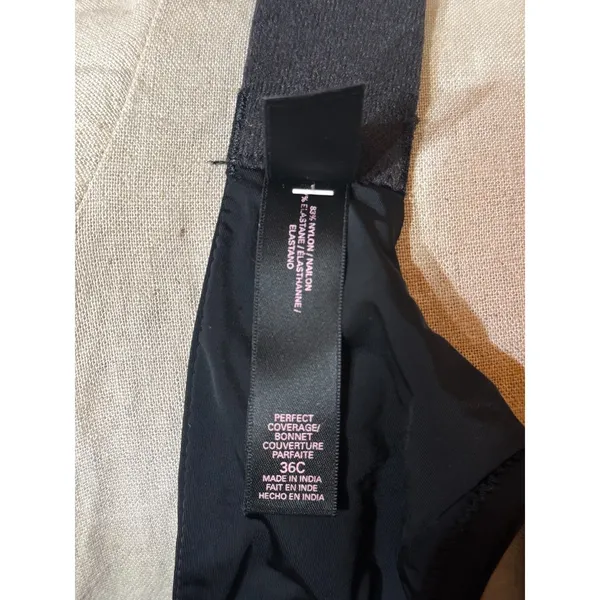 Victoria's Secret Black Perfect Coverage Bra 36C Smooth Underwire T-Shirt Basic - Image 8