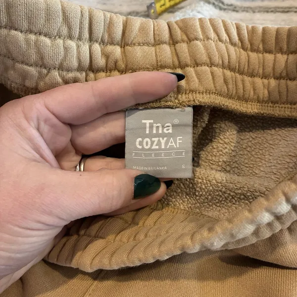 Tna Sweatpants Womens Small Beige COZYAF Fleece Jogger Elastic Waist Lounge - Image 6