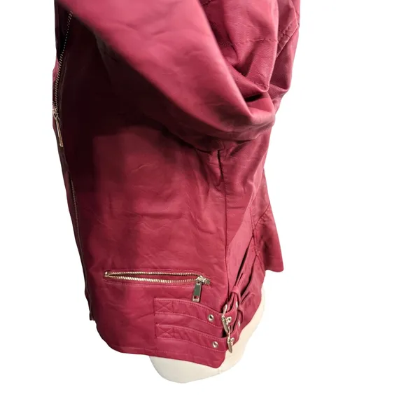 a.n.a Jacket Moto Faux Leather Women's XL Red Edgy 90s Streetwear Y2K Biker - Image 2