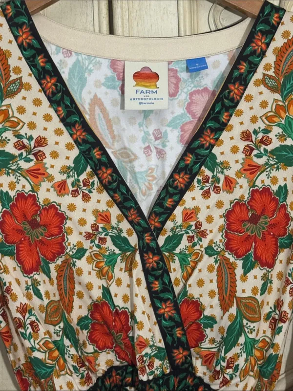 Farm Rio x New Anthropologie Cotton Boho Floral Jumpsuit Long Sleeve S-S - Image 9