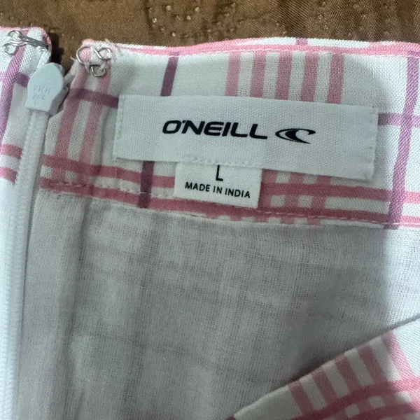 O'Neill Pink and White Plaid Mini Skirt - Image 6
