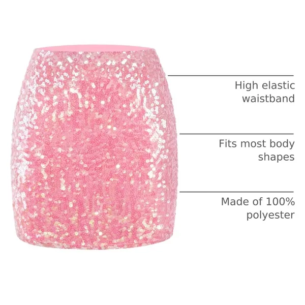 NWT MANER Pink Sequin Mini Skirt Party‎ Bodycon Small - Image 2