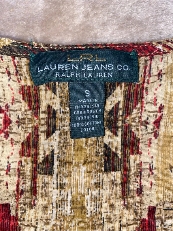 Lauren Ralph Lauren Aztec Western Multicolor Geometric Patchwork Blouse - Image 2